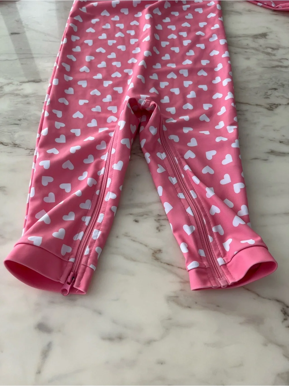 Girls' Pink Heart One-Piece Swim Suit with Front Zip